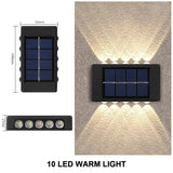Luminária de parede solar externa à prova d'água, alimentada por energia solar, com iluminação para cima e para baixo, ideal para decoração de casa, jardim e quintal